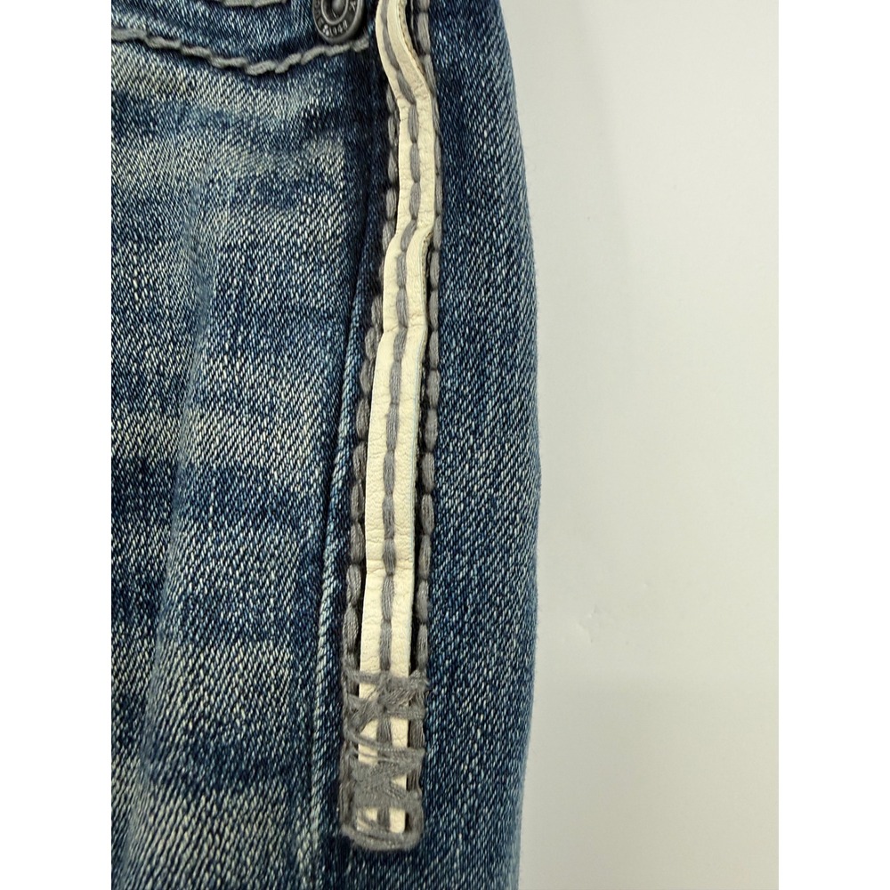 Buckle Black Jeans Mens 32L Blue Bootcut Fit No 3 BBLA374 Embroidered Pocket - Picture 7 of 12